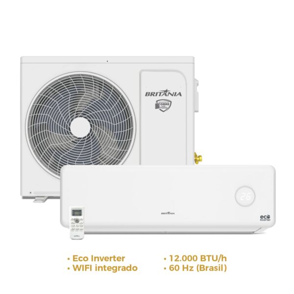 Aire Acondicionado Britania BAC12PYC 12.000 BTU Frio/Calor Inverter WIFI Gas R410A (BRASIL) - 220V/60HZ - 13031